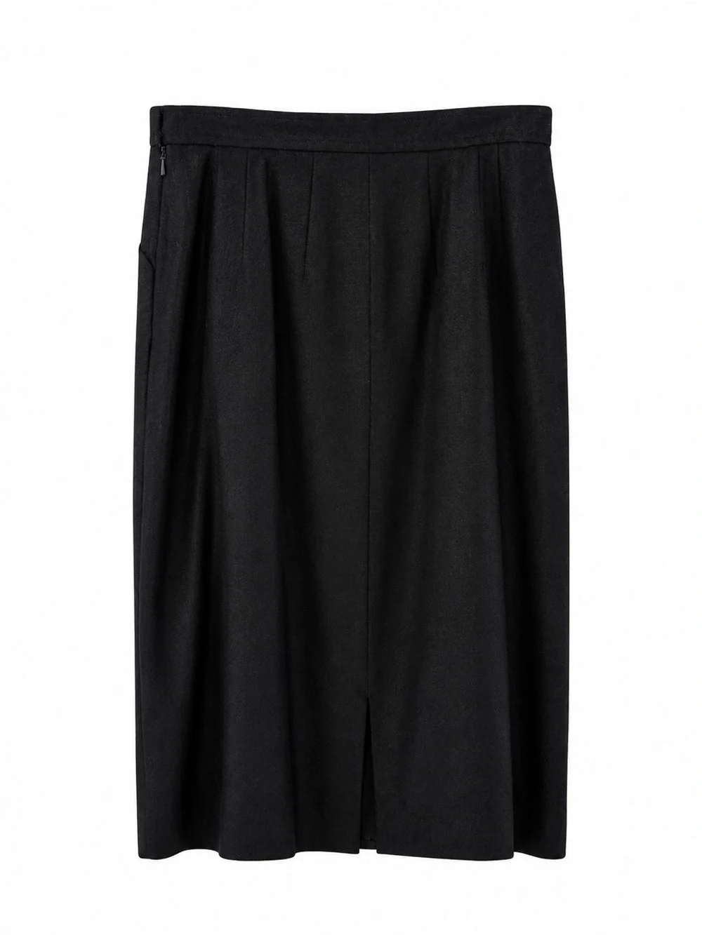 Vintage 1999 Aquascutum of London Black Linen Blend Pencil Skirt S:14 England